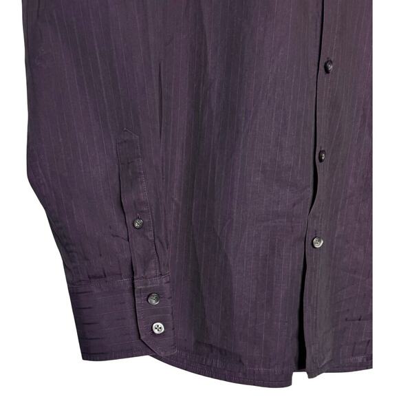 Theory Klaus Mens Shirt Long Sleeve Button Up Vertical Striped Size Large Purple - Picture 3 of 9